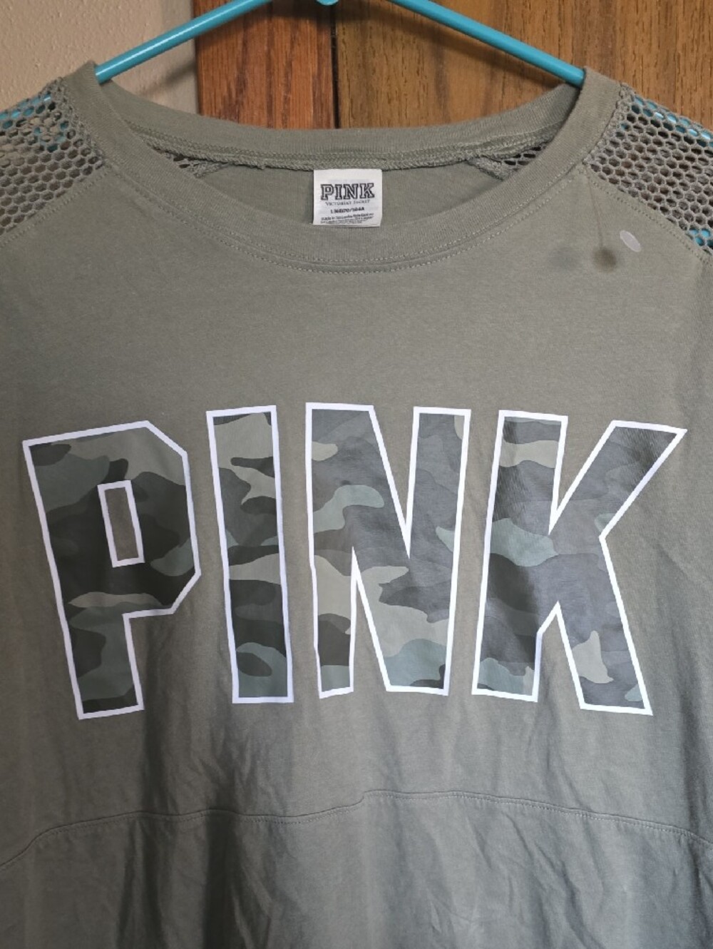 PINK Victoria's Secret Olive Green Crewneck Top - Picture 3 of 4